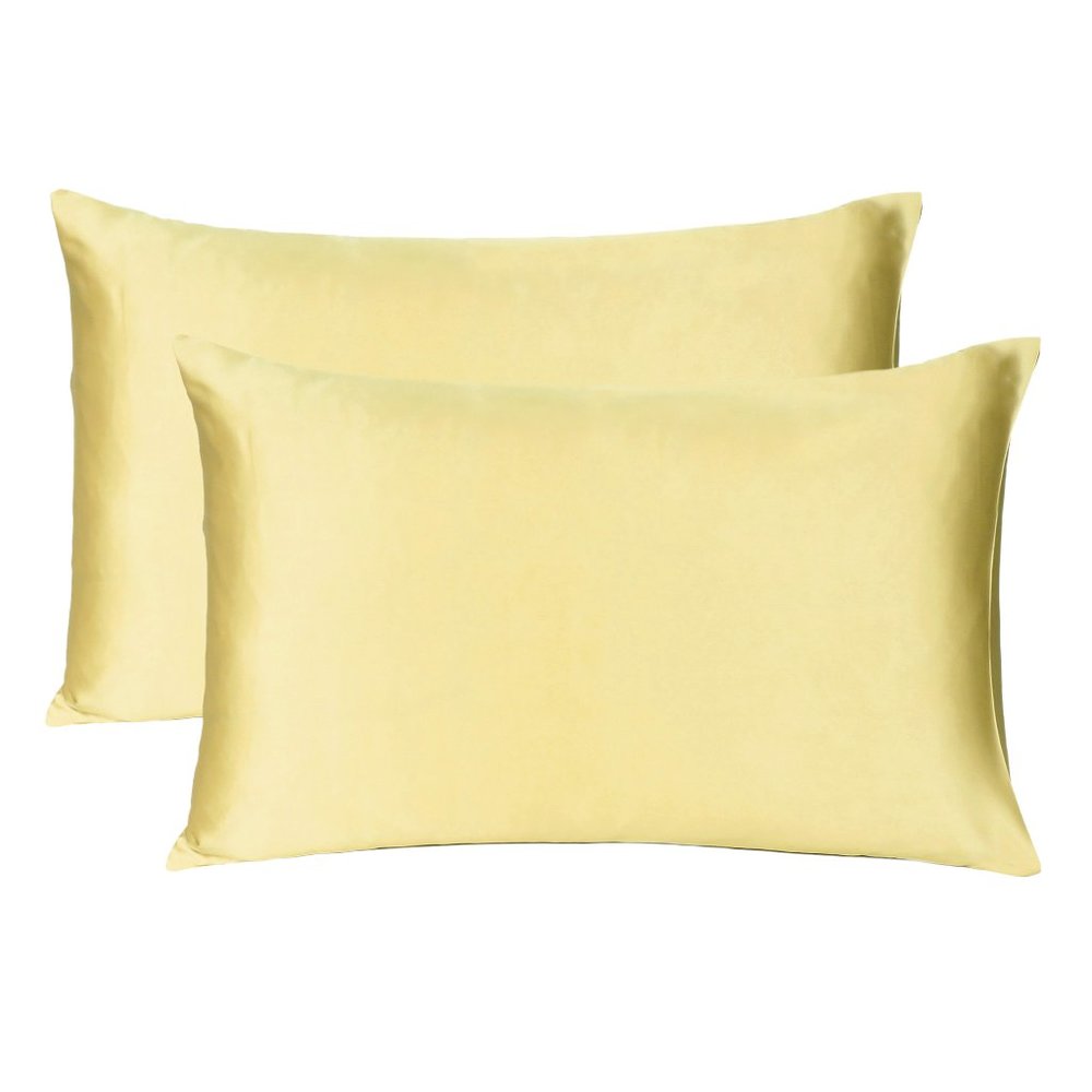 Luxurious Satin Gold Ultra Soft PIllow Case King Set of 2